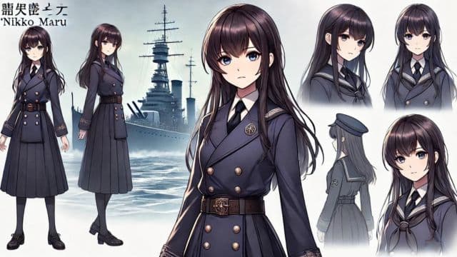 日本軍艦「日光丸」の擬人化イラスト（女性）