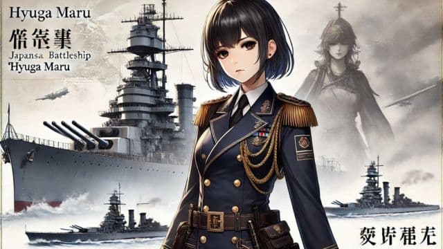 日本軍艦「日向丸」の擬人化イラスト（女性）